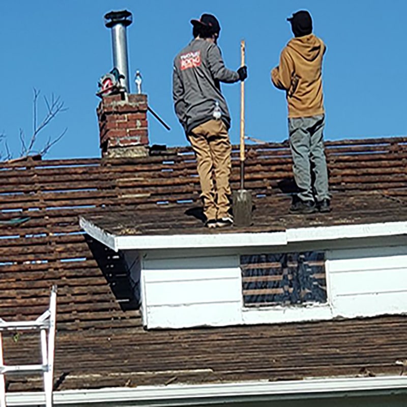 emergency roof leak repair in progress by two rivers roofing on a sacramento home